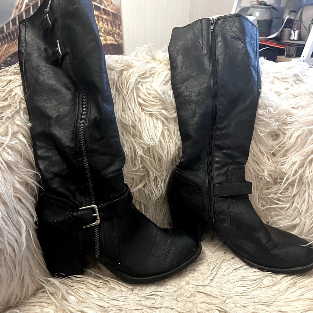 Black leather boots